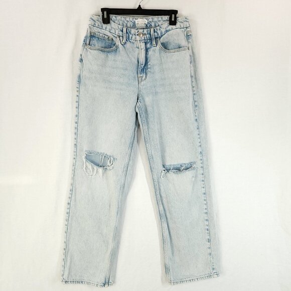 Good American Straight Leg Jeans Size 6 Distress Womens Light Blue High Rise - Picture 1 of 15